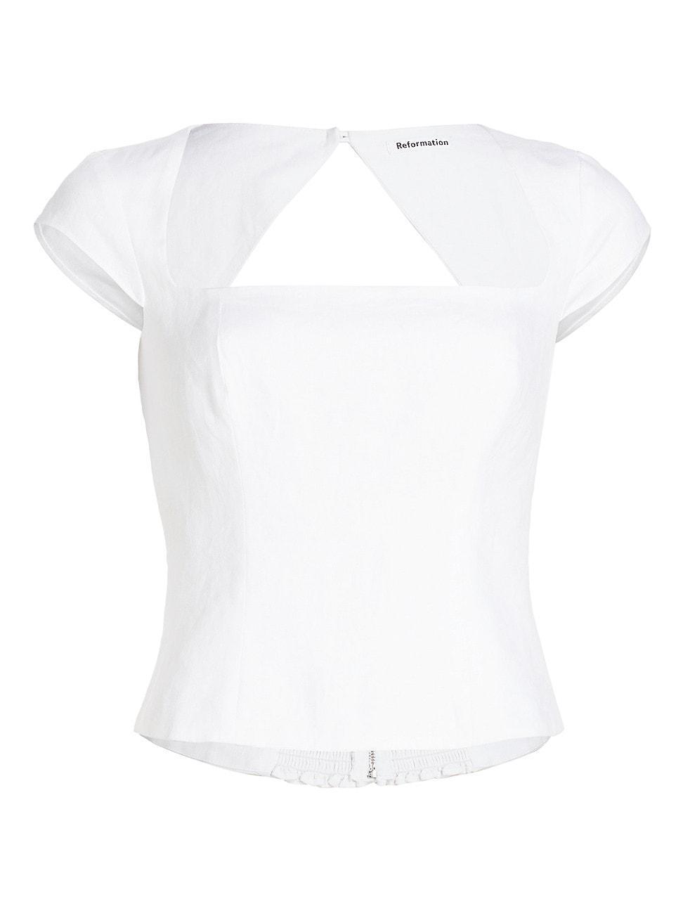 Womens Cora Square-Neck Linen Blouse Product Image