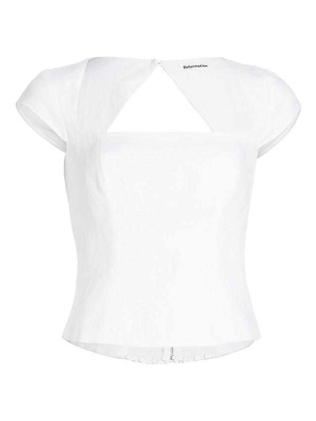 Womens Cora Square-Neck Linen Blouse Product Image