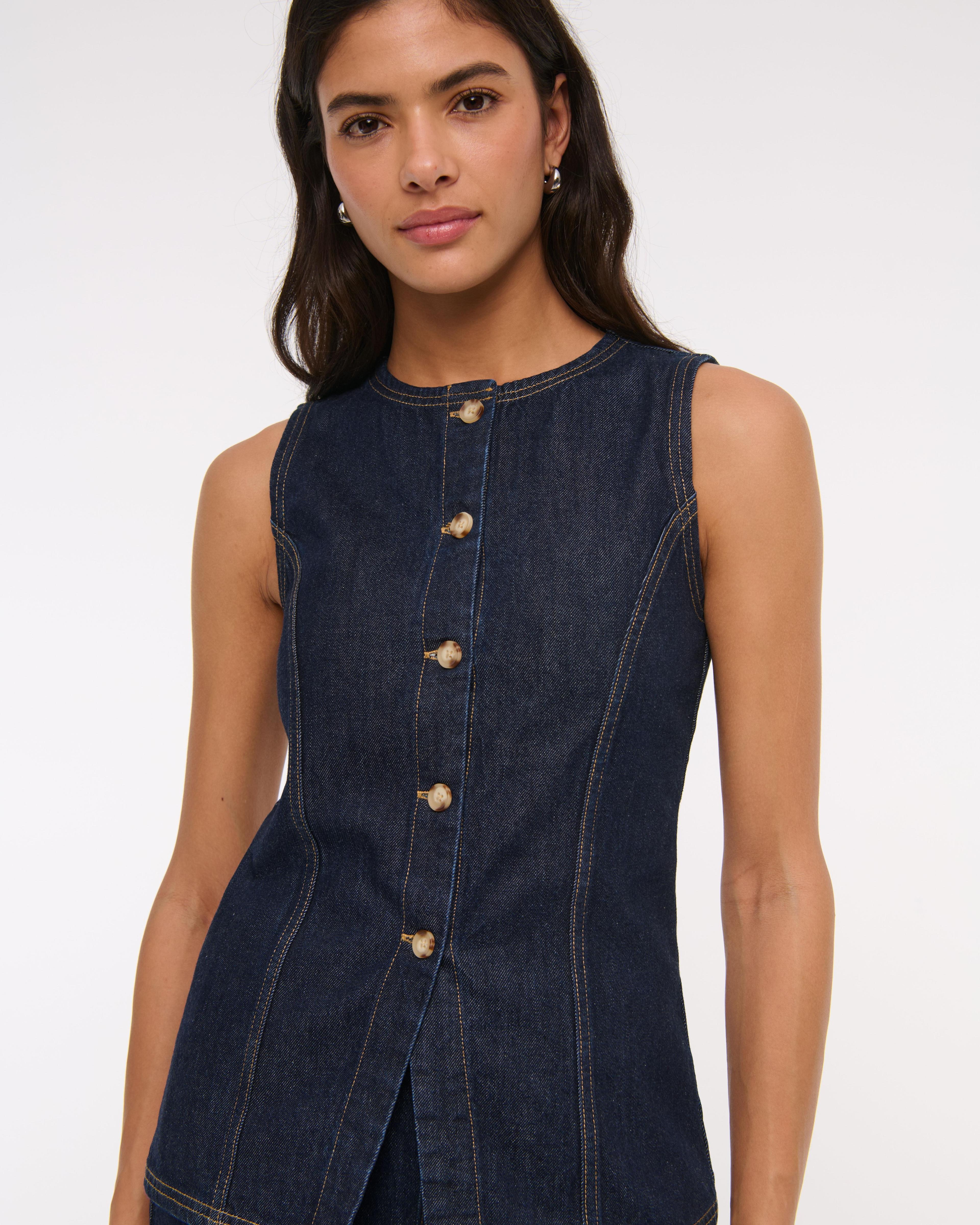 Tie-Back Denim Vest Product Image