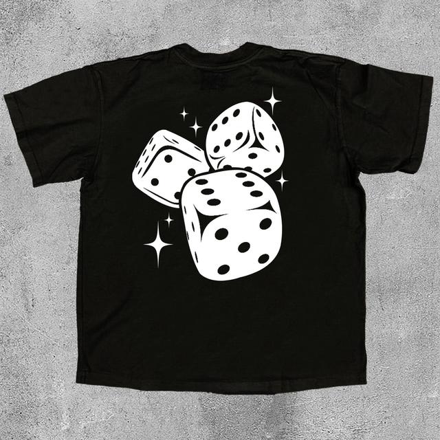 Fashionable Fun Dice Print Cotton T-Shirt Product Image