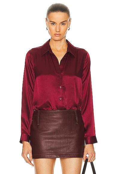 L'AGENCE Tyler Blouse Burgundy. (also in ). Product Image