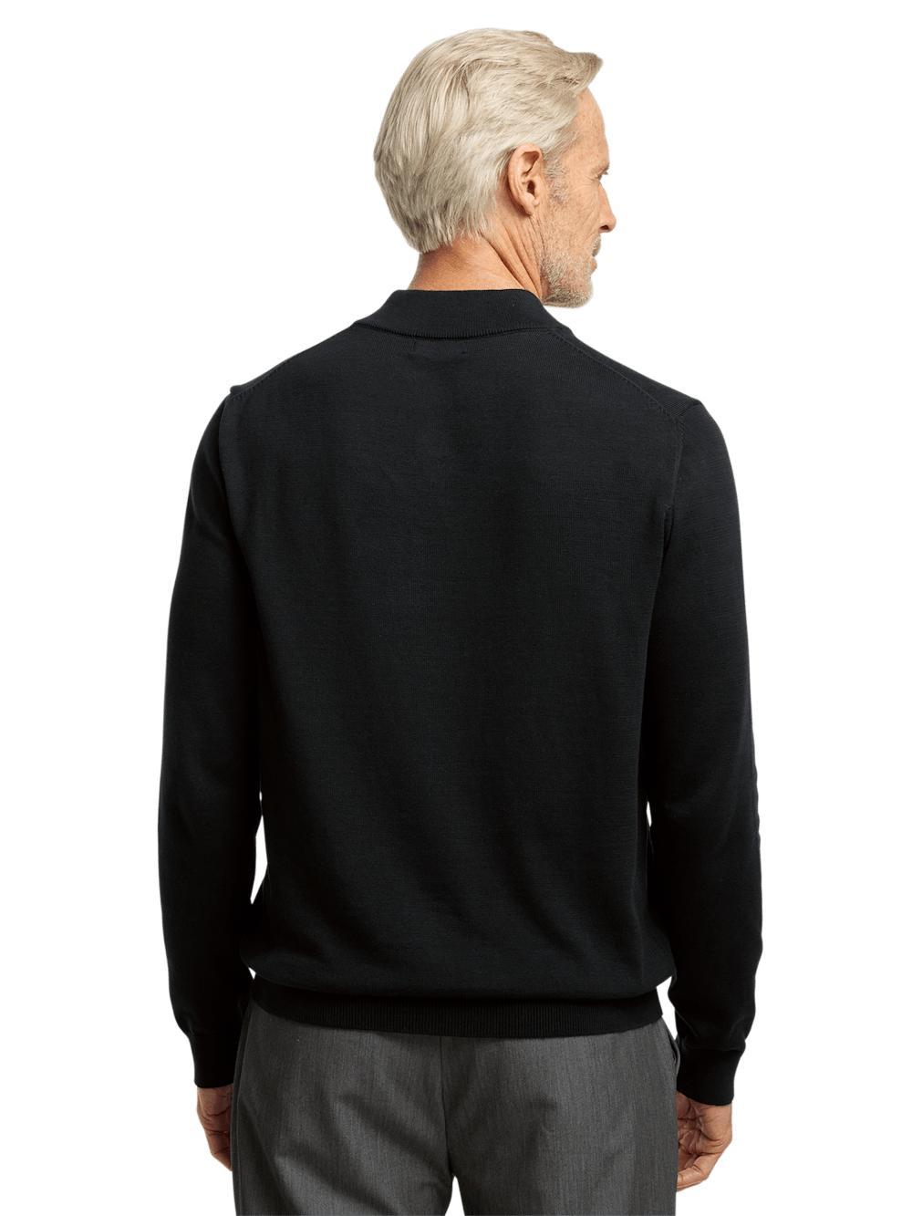 Supima Cotton Four Button Mock Neck Sweater - Dark Blue Product Image