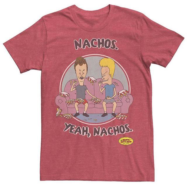 Mens Beavis And Butt-Head Nachos Yeah Nachos Portrait Tee Red Grey Product Image