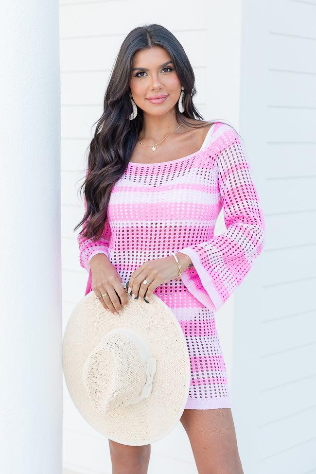 Bayside Bash Striped Open Knit Dress Product Image