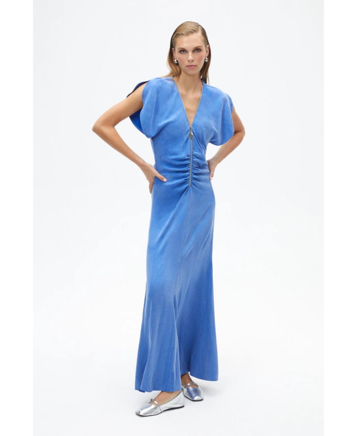 Womens Draped V-Neck Dress Product Image