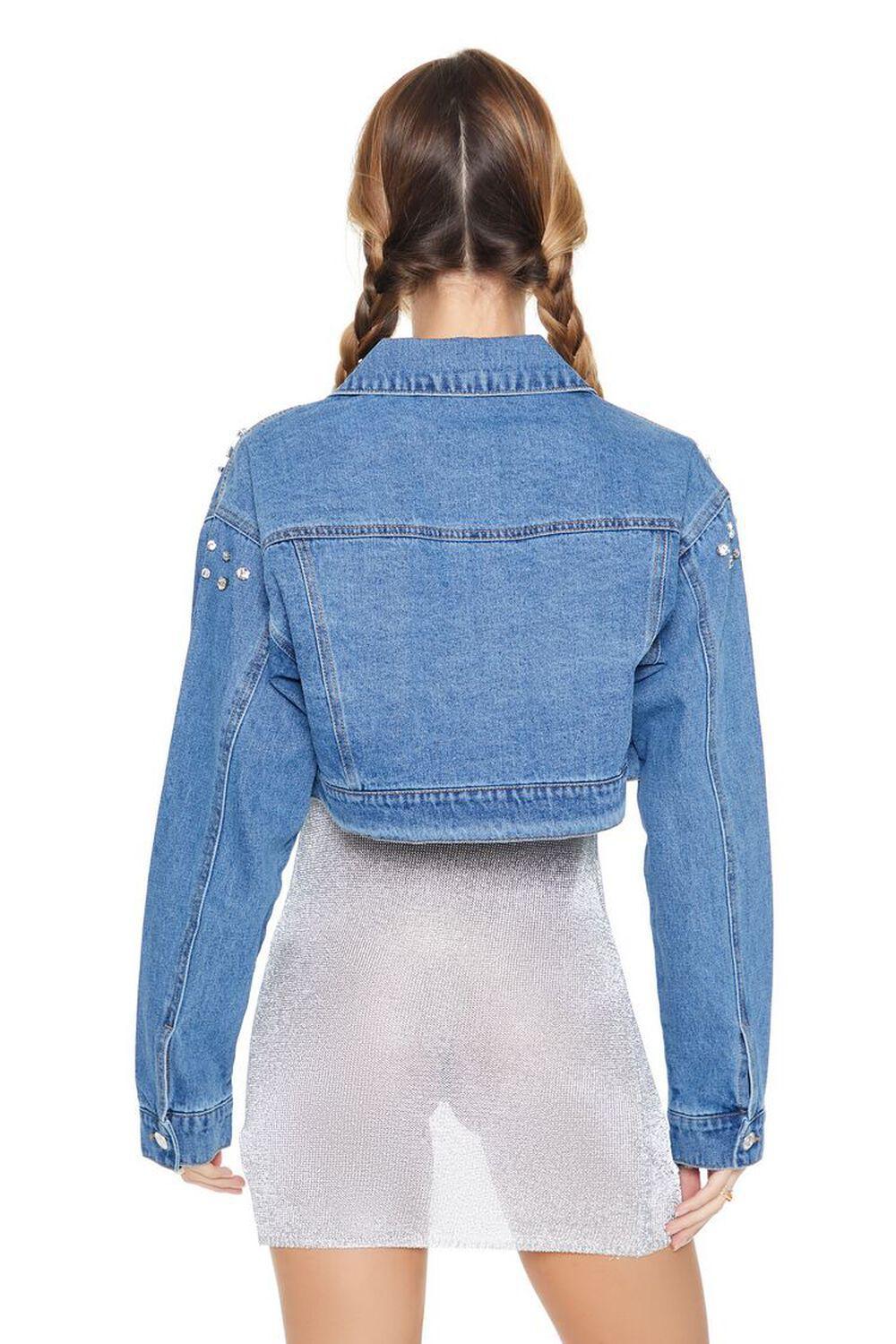 Faux Gem Cropped Denim Jacket | Forever 21 Product Image