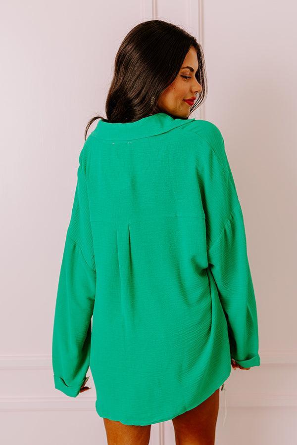 Puerto Vallarta Villa Button Up In Kelly Green Product Image