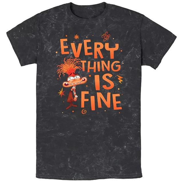 Mens Inside Out 2 Anxiety Everything is Fine Mineral Wash Graphic Tee Product Image