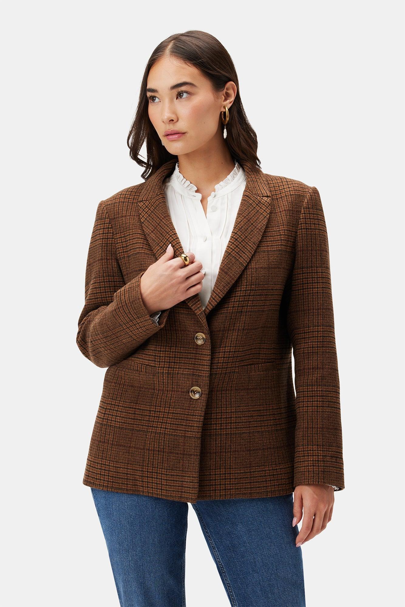 Tobie Single Breasted Blazer - Rust Plaid - ReAmour Product Image