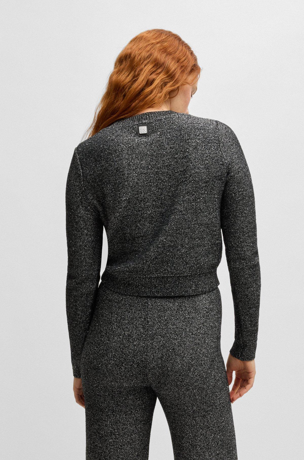 Cropped slim-fit sweater with sequin embellishment Product Image