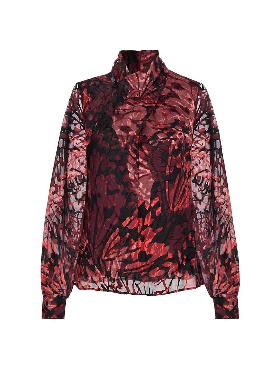 Womens Lyla Silk Monarch Burnout Blouse Product Image