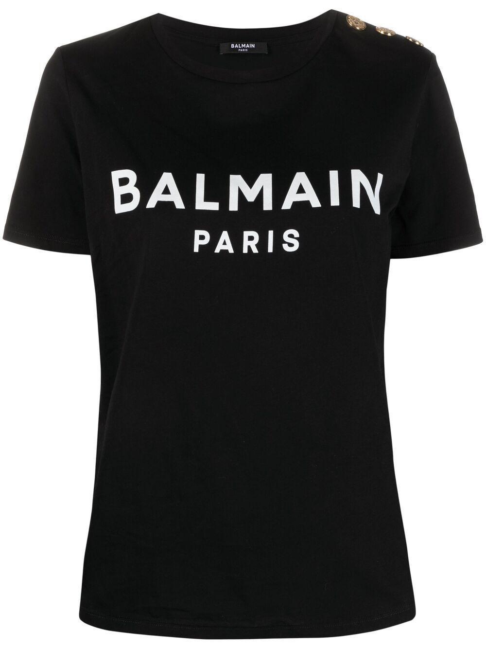 BALMAIN Cotton T-shirt With Logo In Black Product Image