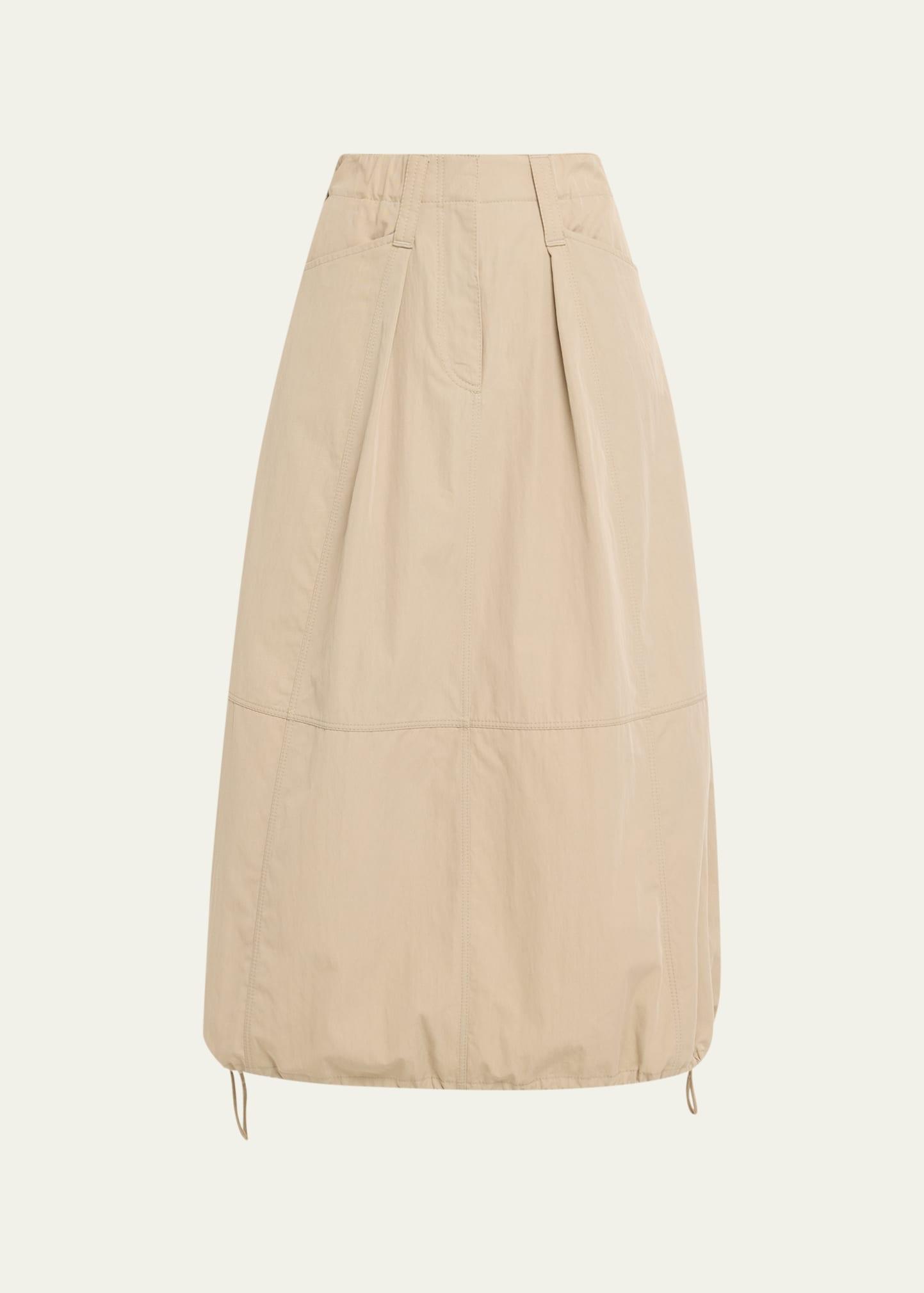 Cargo Cotton Midi Skirt with Drawstring Hem Product Image