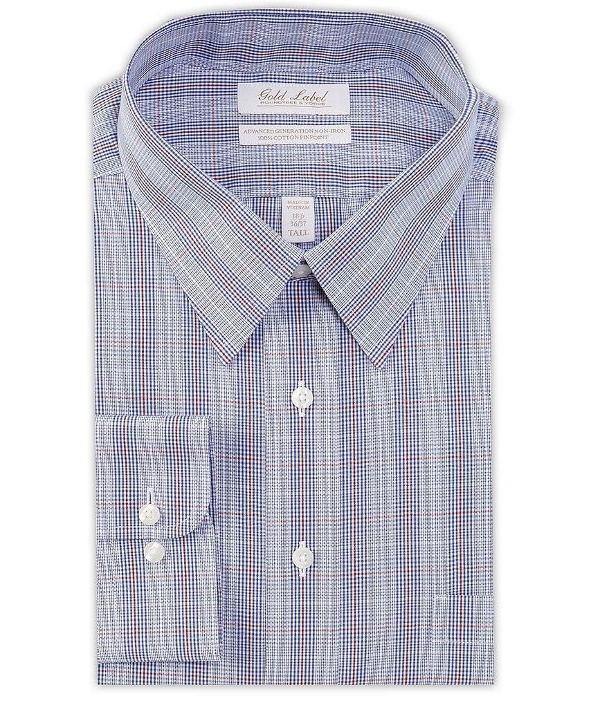 Gold Label Roundtree & Yorke Big & Tall Non-Iron Point Collar Glen Plaid Dress Shirt Product Image