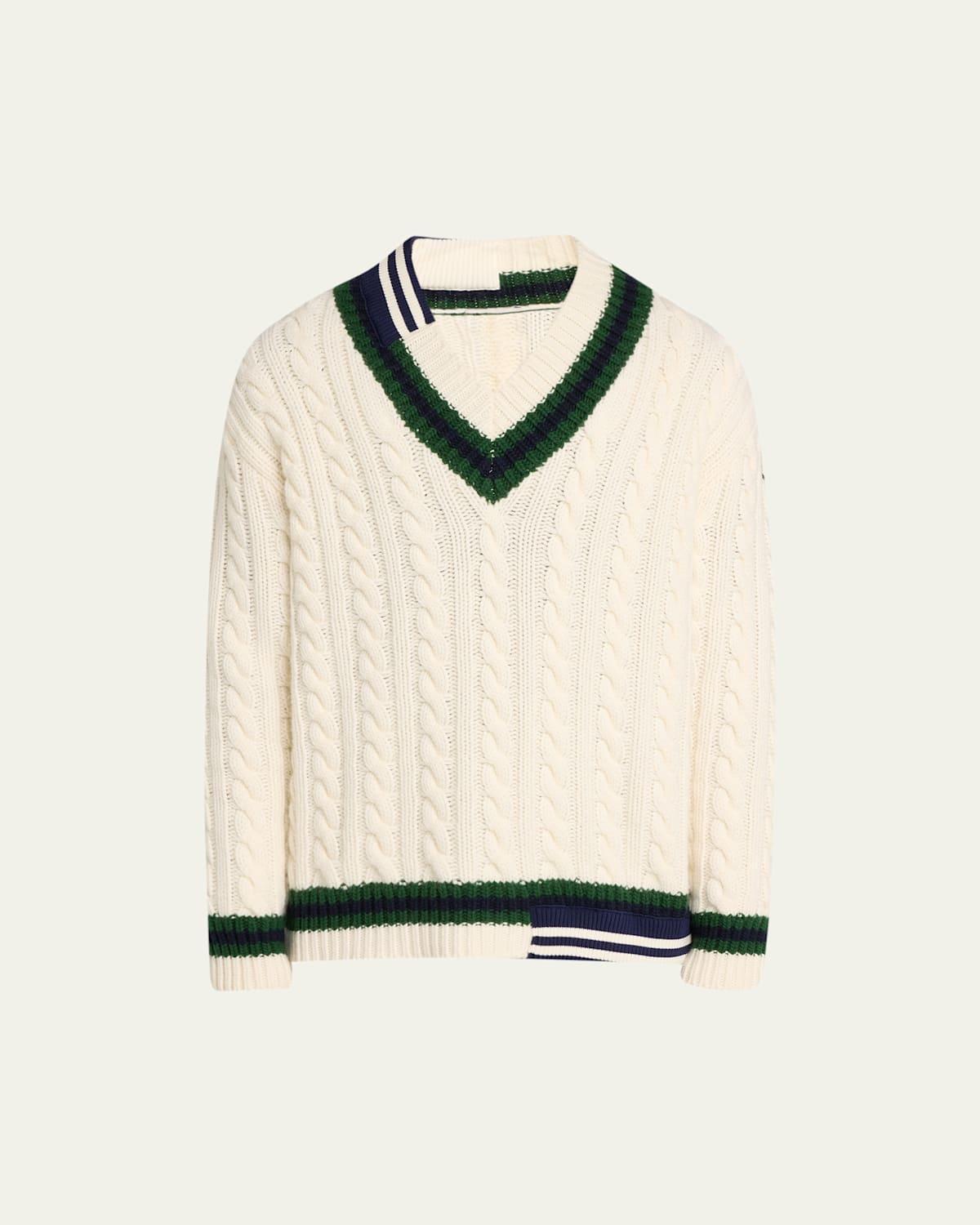 Moncler x Palm Angels Mens Mixed-Stripe Cable Sweater Product Image