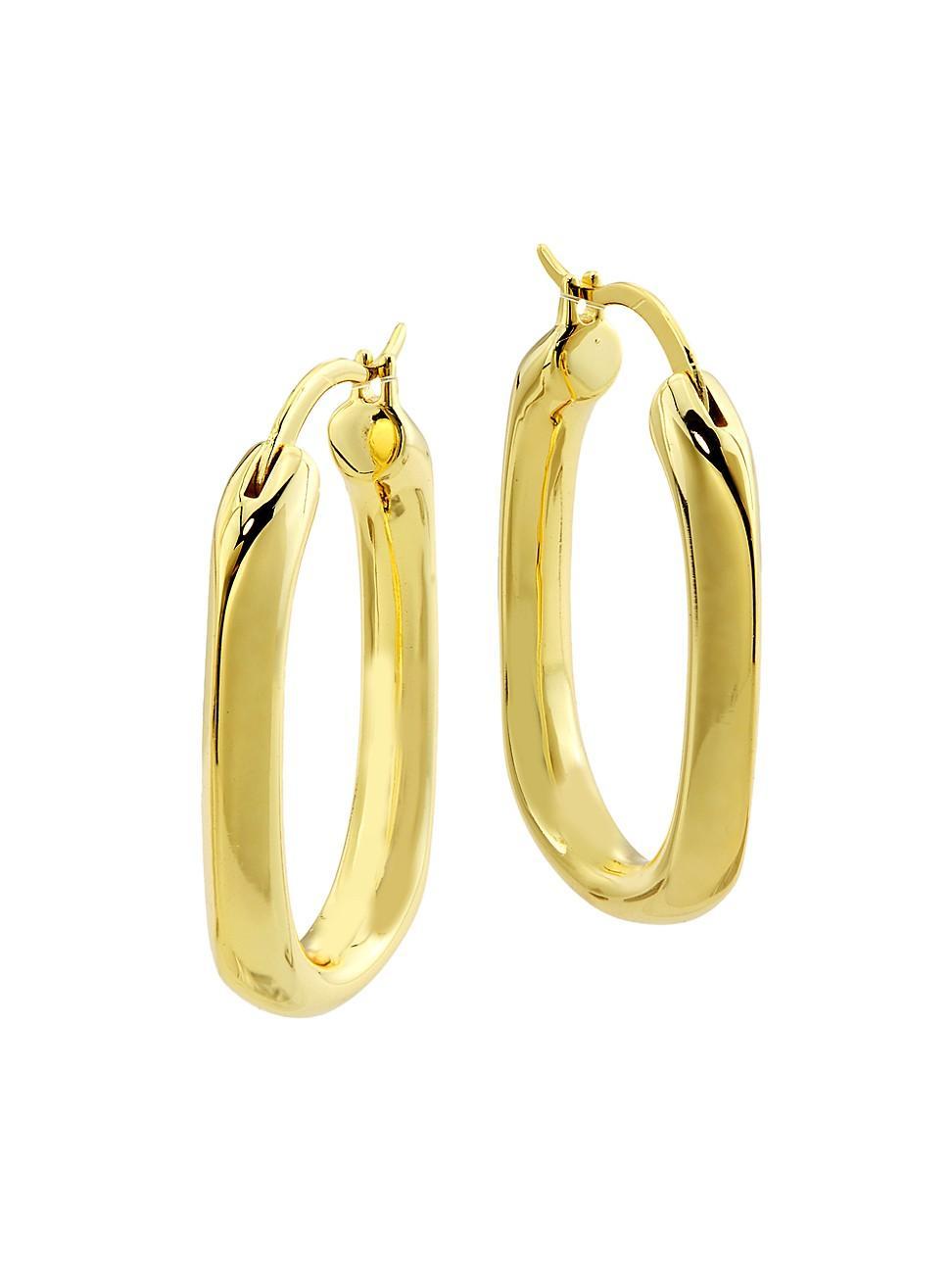 Womens Everly 14K-Gold-Plated Oval Hoop Earrings Product Image