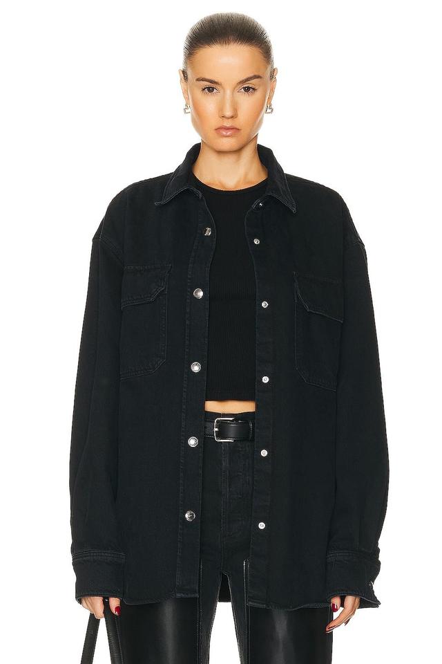 AGOLDE Camryn Upsized Denim Shirt Black. (also in XL). Product Image