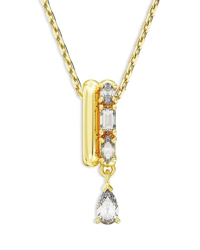 Womens Dextera Rhodium-Plated & Crystal Double-Ring Pendant Necklace Product Image