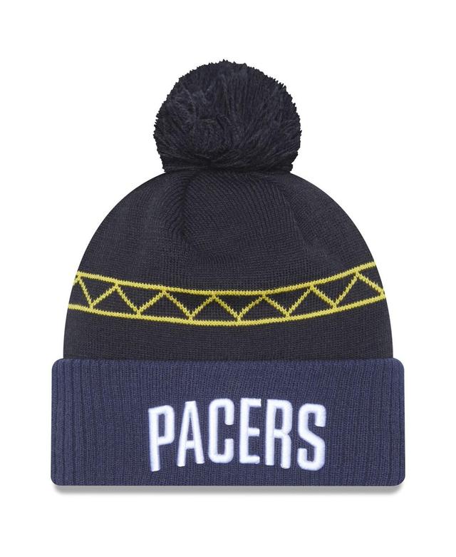 Mens New Era Navy Indiana Pacers 2022/23 City Edition Official Cuffed Pom Knit Hat Product Image