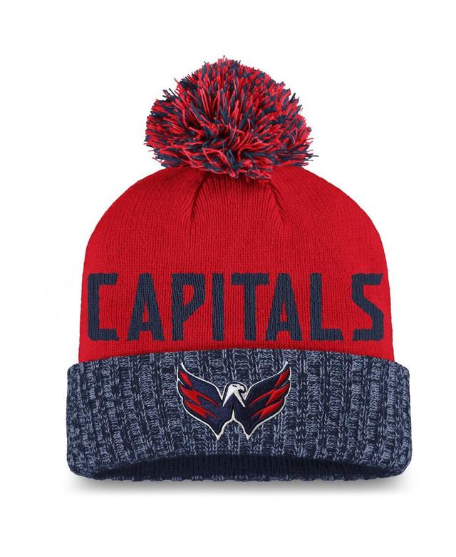 Womens Fanatics Branded /Navy Washington Capitals Iconic Cuffed Knit Hat with Pom Product Image