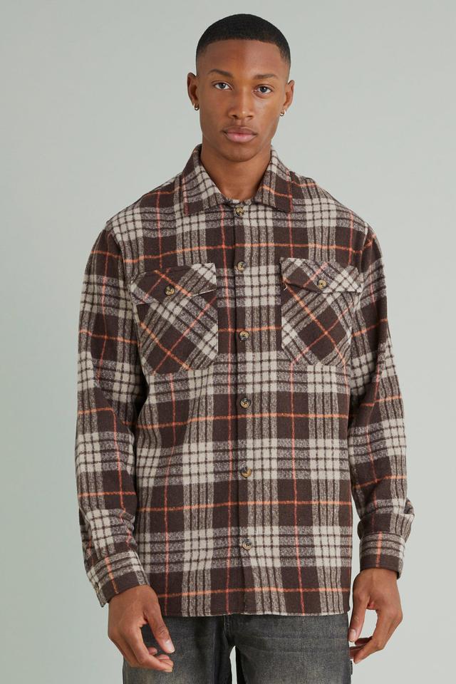 Long Sleeve Brushed Flannel Shirt | boohooMAN USA Product Image