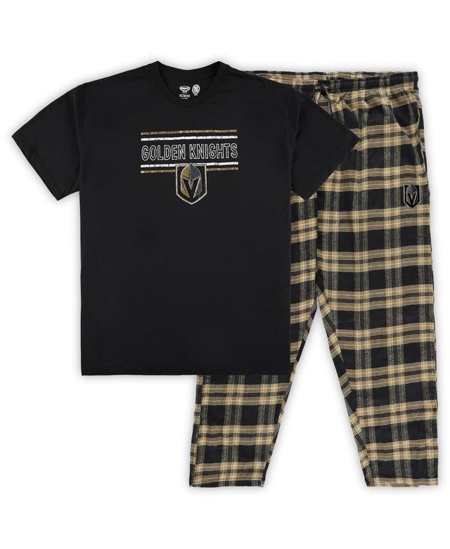 Mens Black Vegas Golden Knights Big and Tall T-shirt and Pajama Pants Sleep Set - Black Product Image