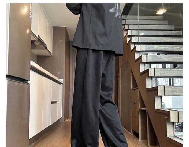 Drawstring Waist Plain Straight Leg Sweatpants Product Image