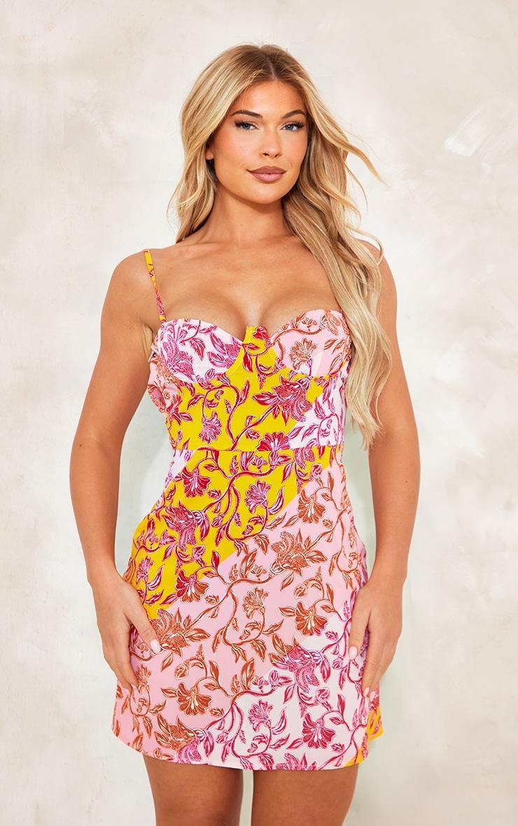 Multi Paisley Print Satin Cup Detail Swing Dress Product Image