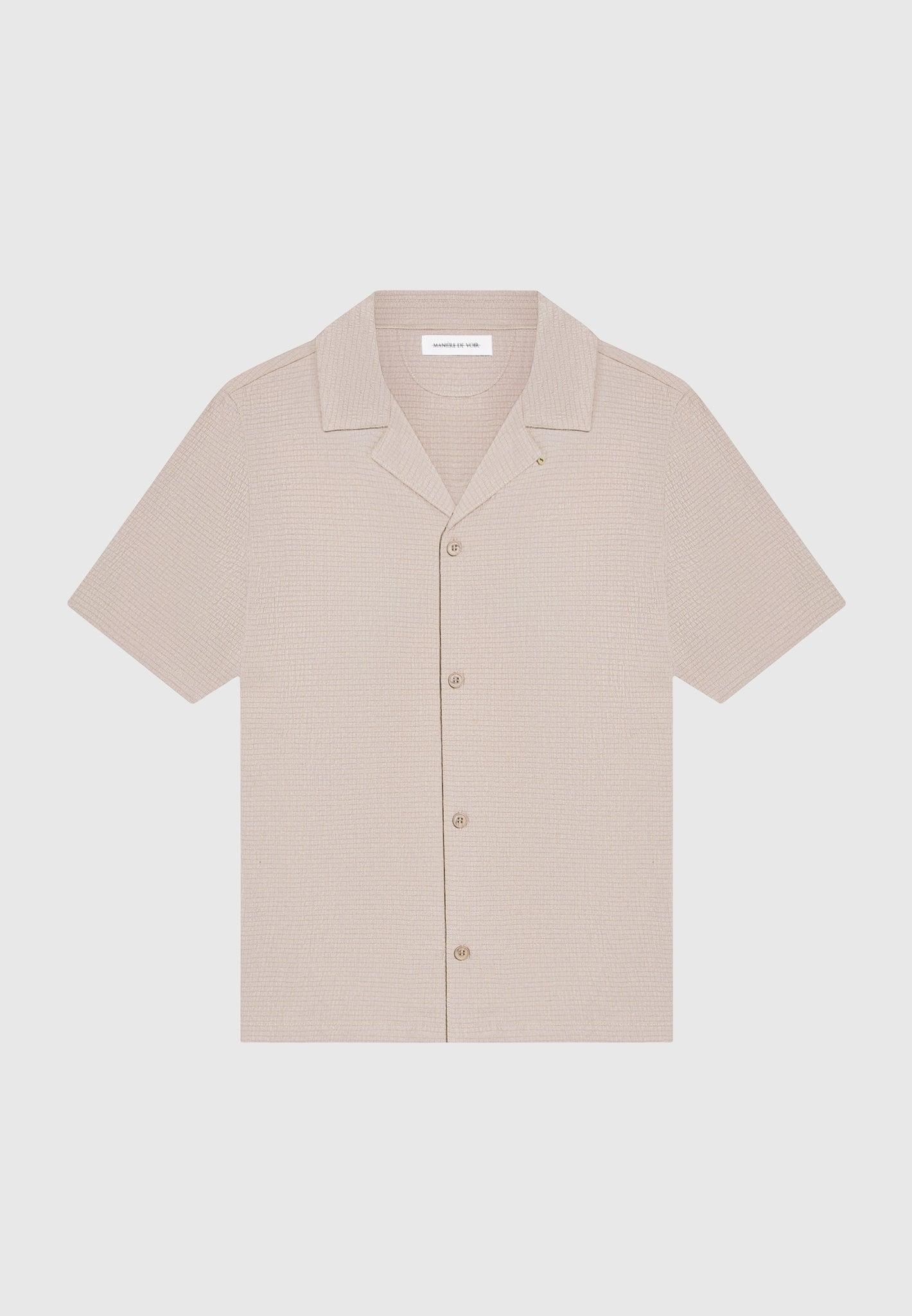 Seersucker Revere Shirt - Taupe Male Product Image