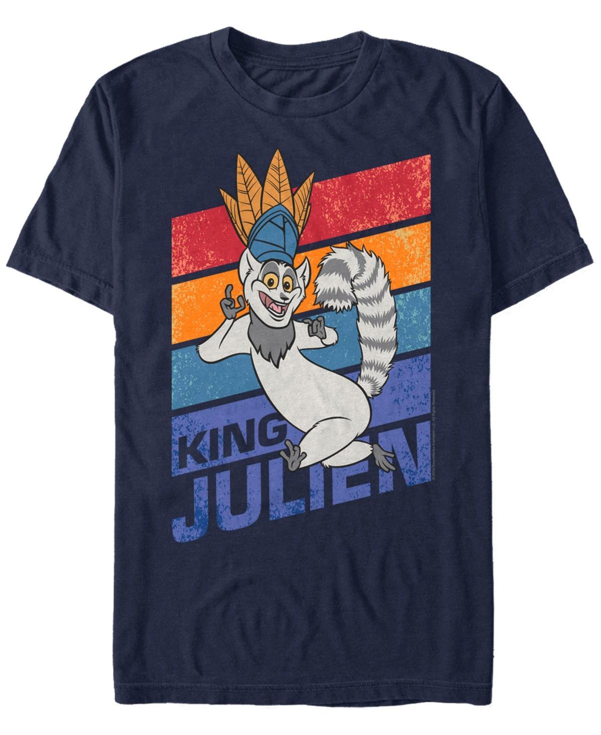 Mens Madagascar King Julien Striped Portrait Graphic Tee Blue Product Image