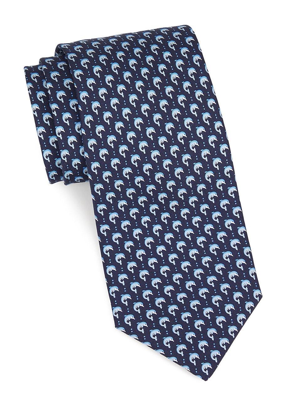 Mens Dolphin-Print Silk Tie Product Image