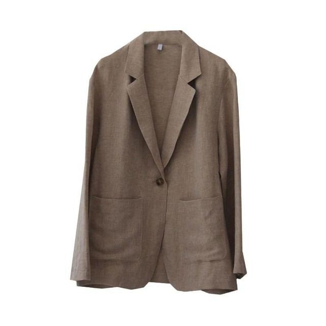 Notch Lapel Plain One-Buttoned Blazer Product Image