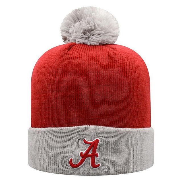 Mens Top of the World Crimson/Gray Alabama Crimson Tide Core 2-Tone Cuffed Knit Hat with Pom Product Image