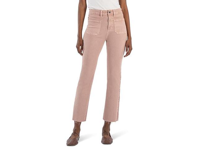 KUT from the Kloth Reese High Rise Ankle Straight Leg- Patch Pkts Raw (Rose) Women's Jeans Product Image