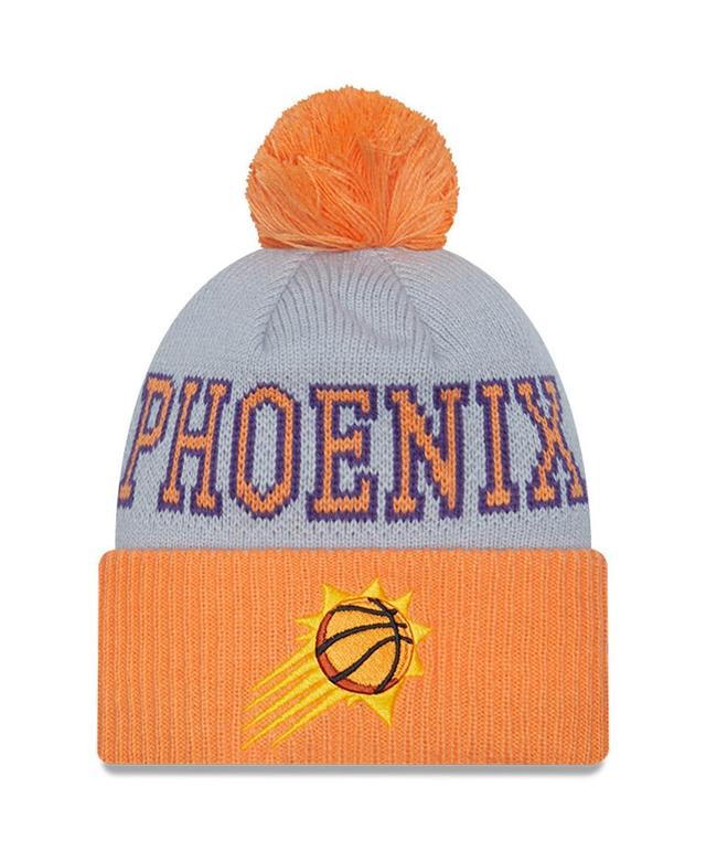 Mens New Era Orange/Gray Phoenix Suns Tip-Off Two-Tone Cuffed Knit Hat with Pom Product Image