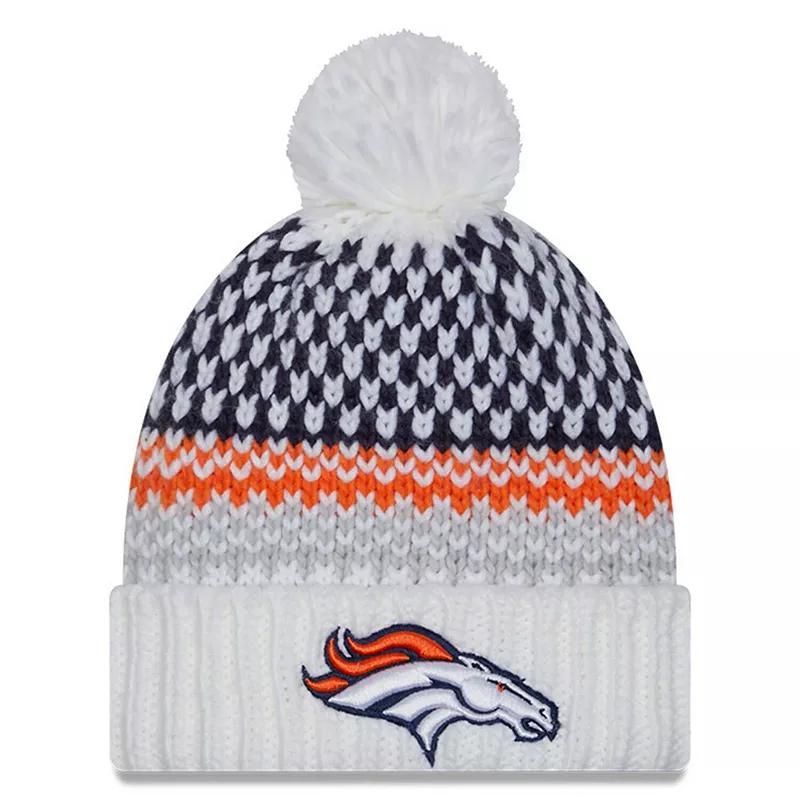 Womens New Era White Denver Broncos 2023 Sideline Cuffed Knit Hat with Pom Product Image