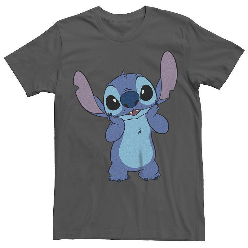 Disneys Lilo & Stitch Mens Cute Bashful Tee Grey Product Image