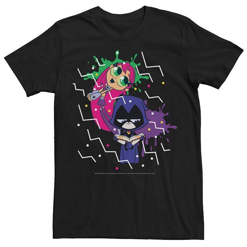 Mens DC Comics Teen Titans Go! Raven & Starfire Paint Splatter Tee Blue Product Image