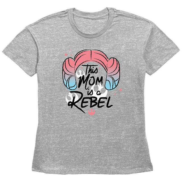 Womens Star Wars This Mom Is A Rebel Basic Fit Graphic Tee Grey Gray Product Image