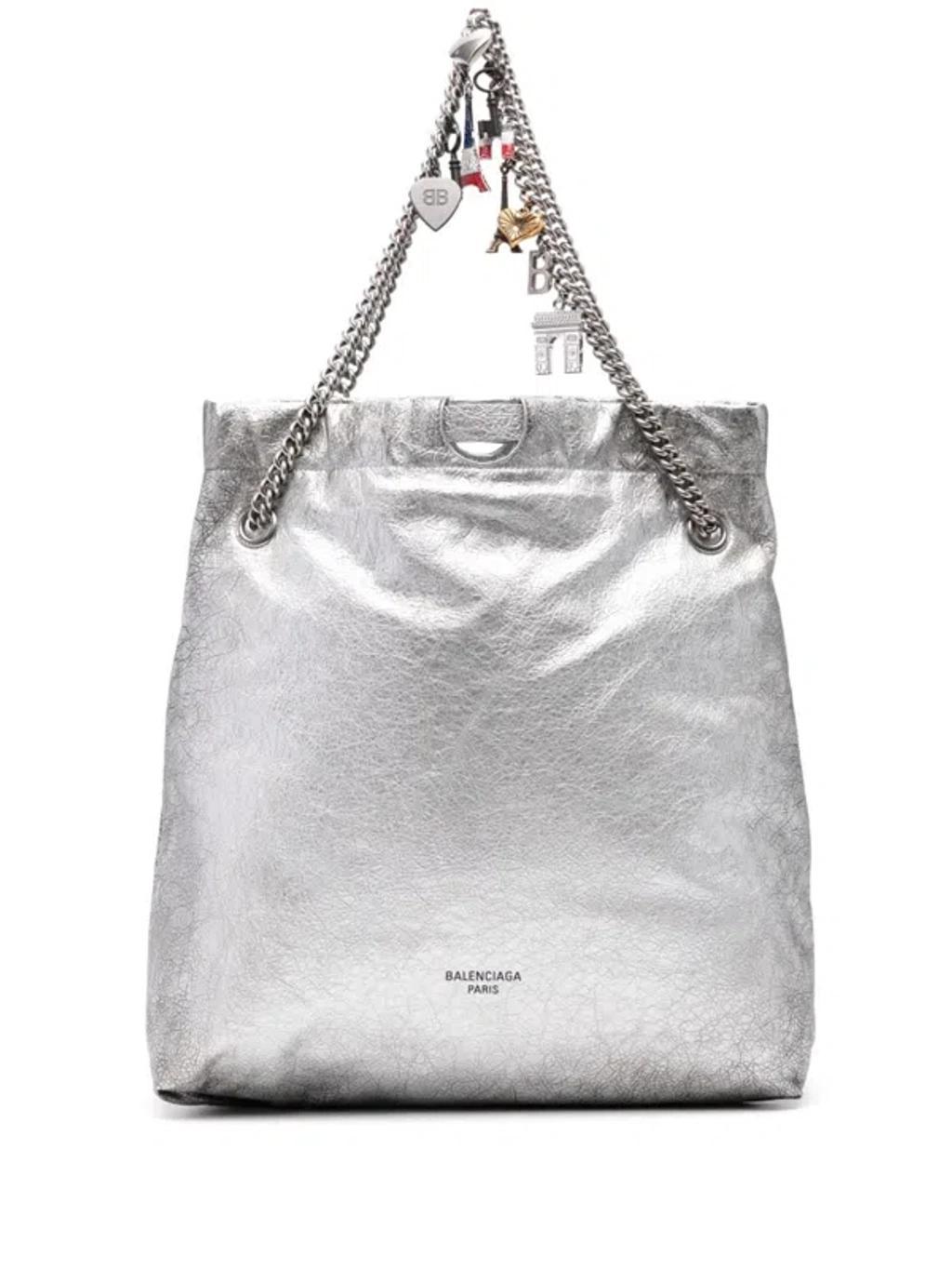 Medium Crush Tote Bag In Silver Product Image