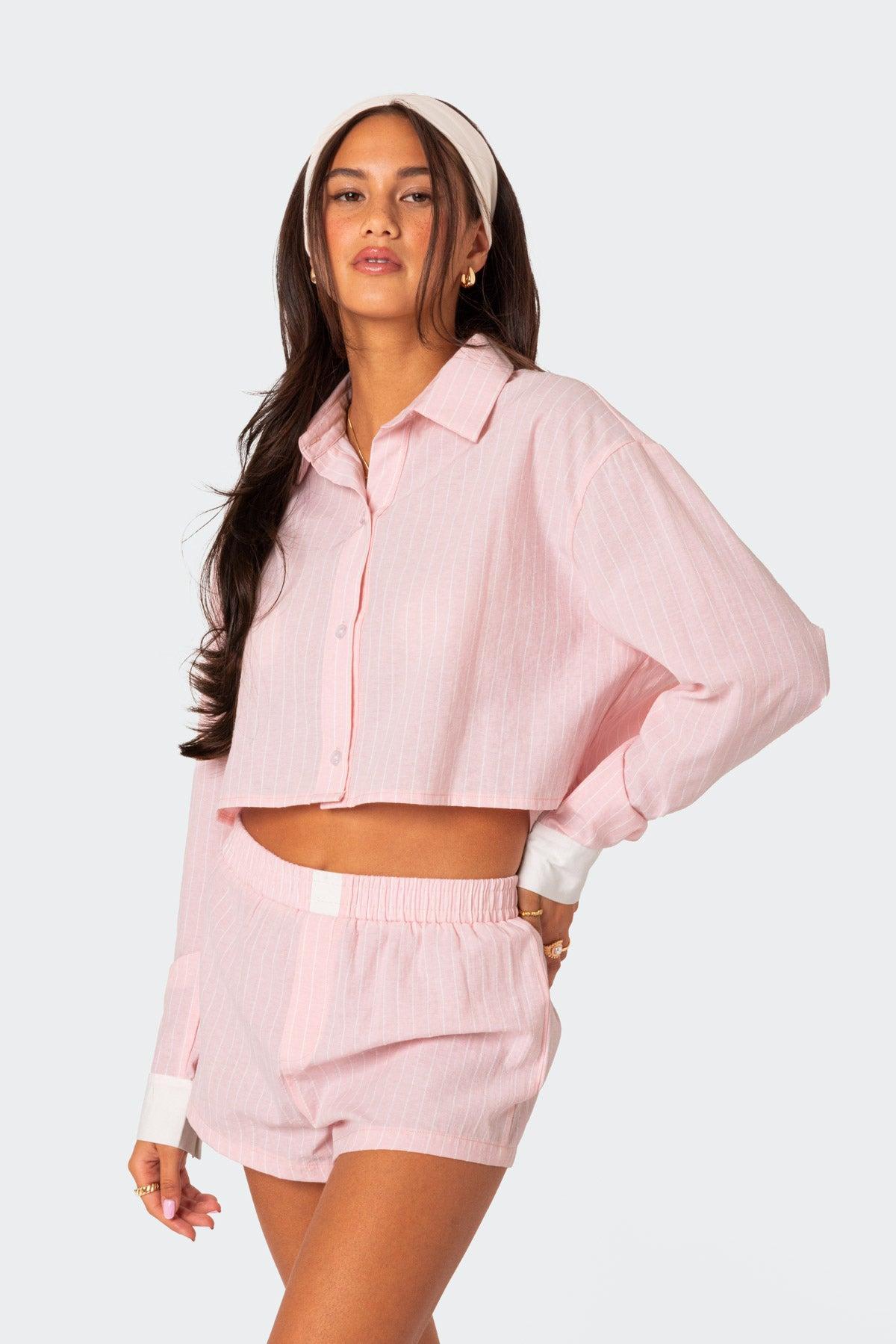 Lea Cropped Button Up Shirt Product Image