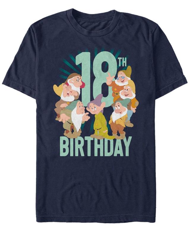 Disneys Snow White Mens Dwarfs Group Shot 18th Birthday Graphic Tee Blue Product Image