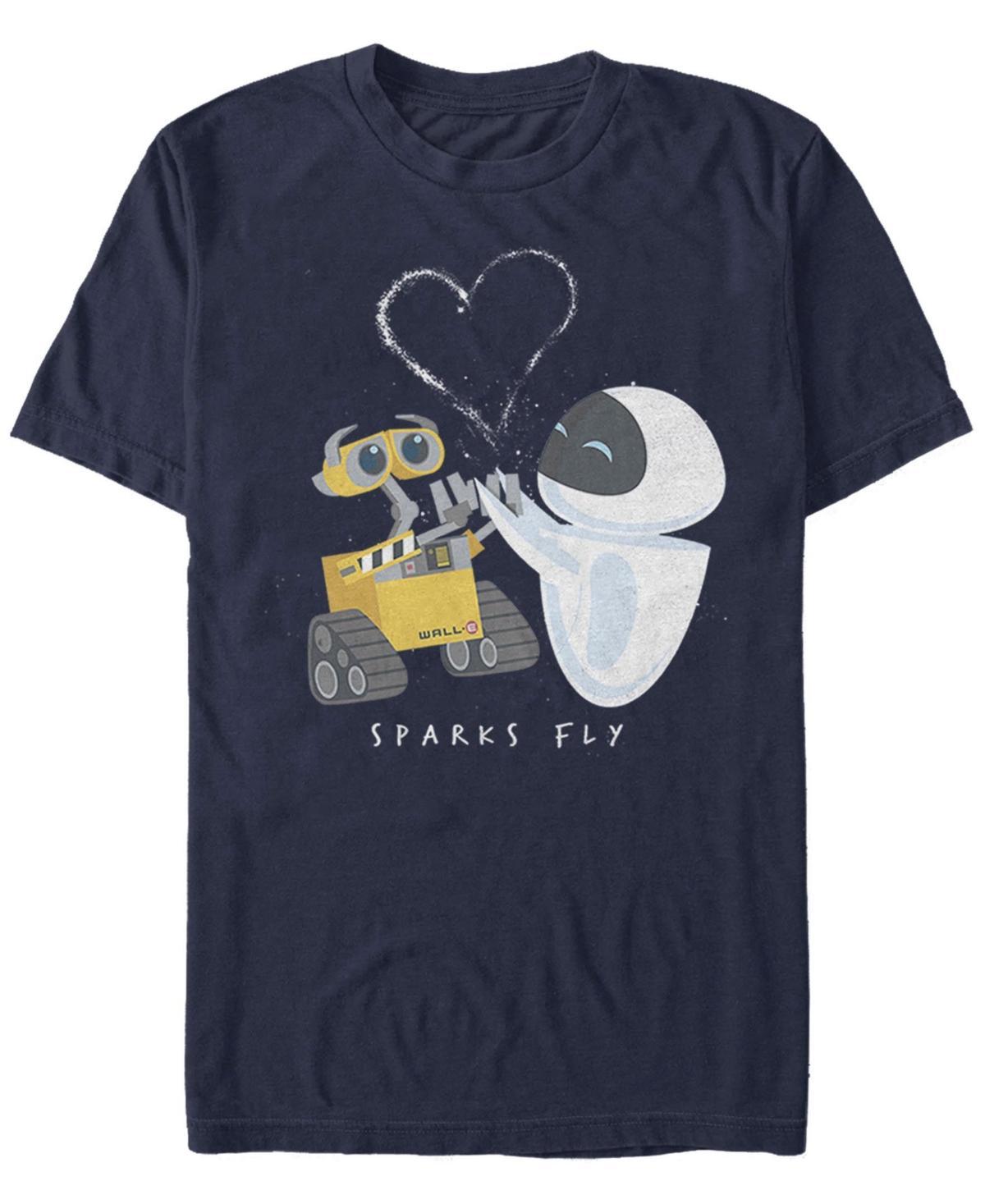 Disney / Pixars WALL-E & Eve Mens Sparks Fly Tee Blue Product Image