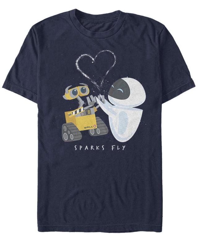 Mens Disney / Pixar WALL-E & Eve Sparks Fly Tee Blue Product Image