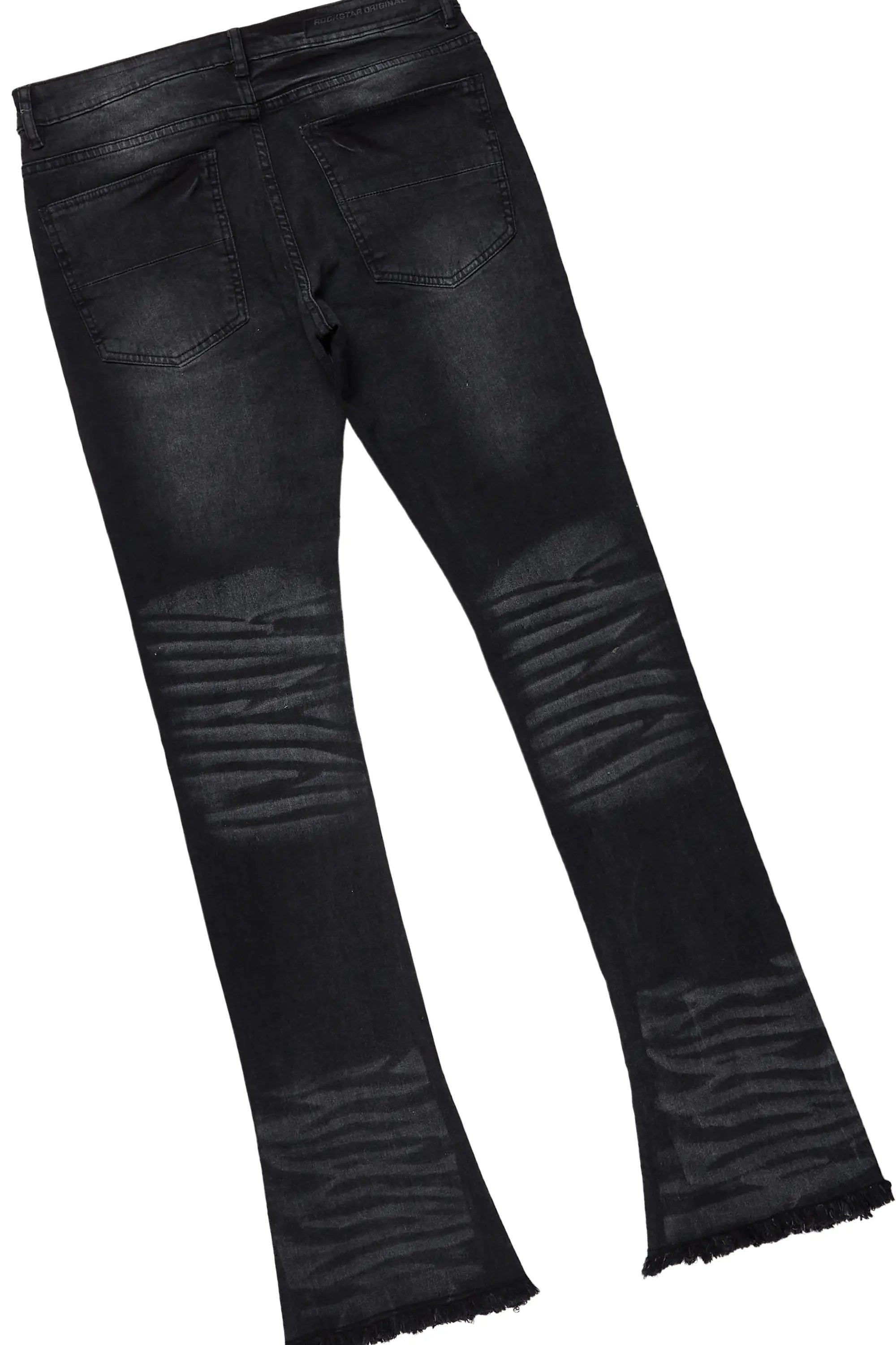 Schmear Black T-Shirt/Stacked Flare Jean Set Male Product Image