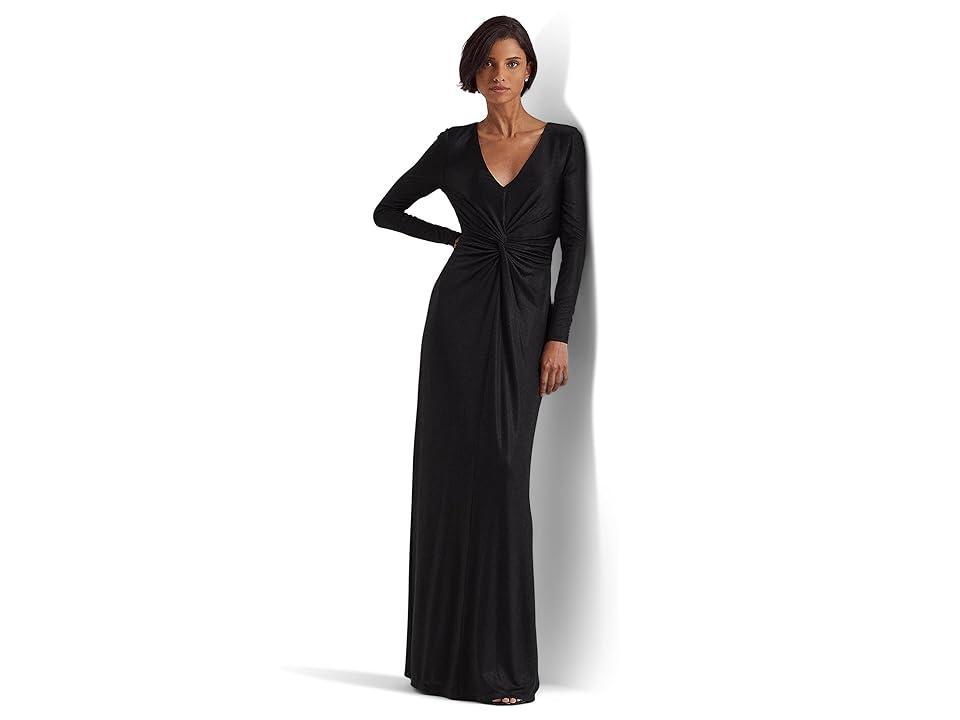 Lauren Ralph Lauren Twist-Front Foil Print Jersey Gown Women's Dress Product Image