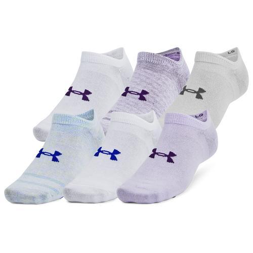 Under Armour Mens Under Armour Essential 6 Pack No Show Socks - Mens White/Salt Purple/Purple Product Image