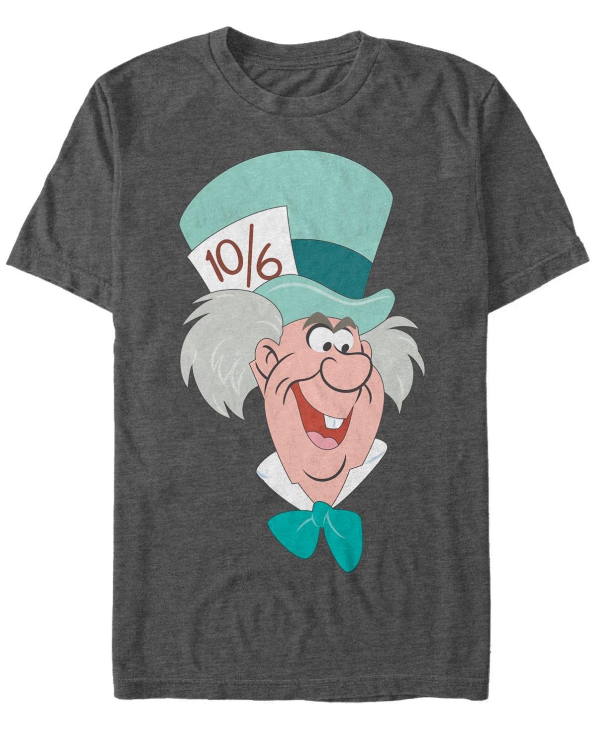 Disneys Alice In Wonderland Mens Mad Hatter Big Face Graphic Tee Grey Heather Product Image