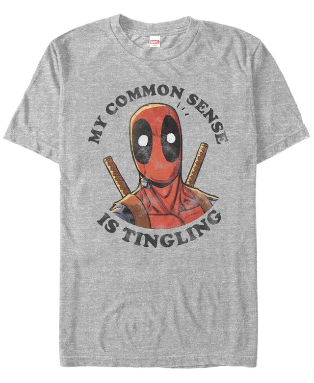 Mens Marvel Comics Deadpool My Common Sense Is Tingling Tee Athletic Grey Product Image