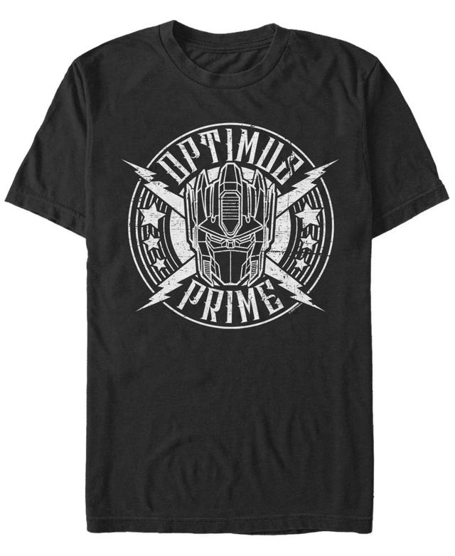 Mens Transformers Optimus Prime Rock Badge Tee Black Product Image